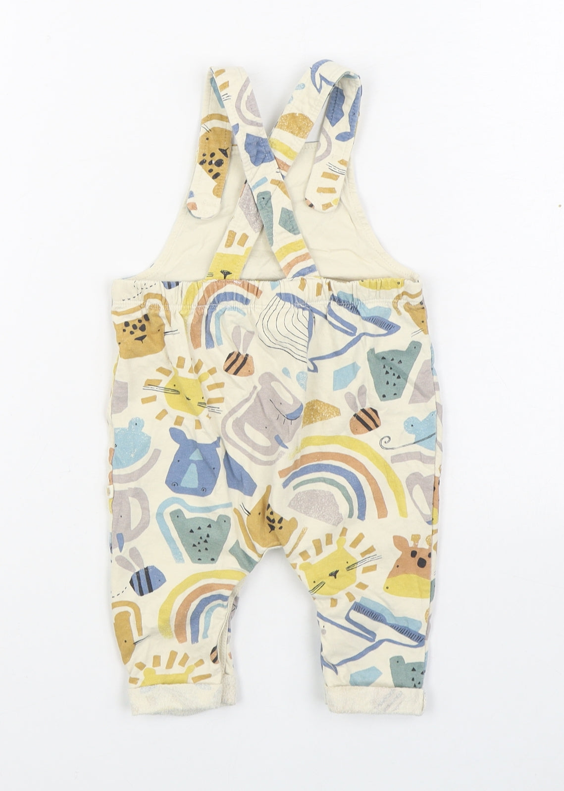 NEXT Boys Multicoloured Geometric 100% Cotton Dungaree Outfit/Set Size 6-9 Months  Button