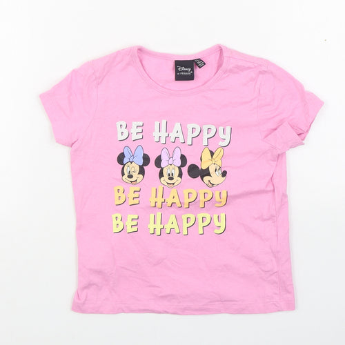 Primark Girls Pink  100% Cotton Basic T-Shirt Size 5-6 Years Round Neck Pullover