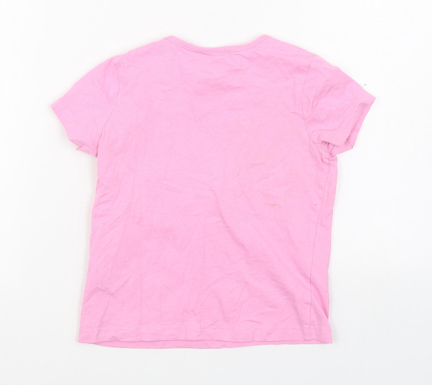 Primark Girls Pink  100% Cotton Basic T-Shirt Size 5-6 Years Round Neck Pullover