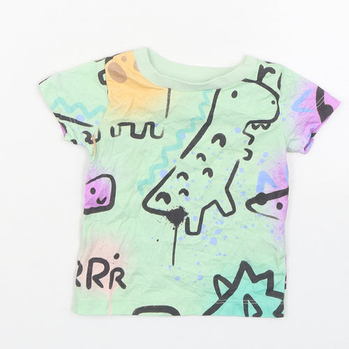 NEXT Boys Multicoloured Geometric 100% Cotton Basic T-Shirt Size 3-6 Months Round Neck Pullover