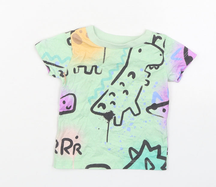 NEXT Boys Multicoloured Geometric 100% Cotton Basic T-Shirt Size 3-6 Months Round Neck Pullover