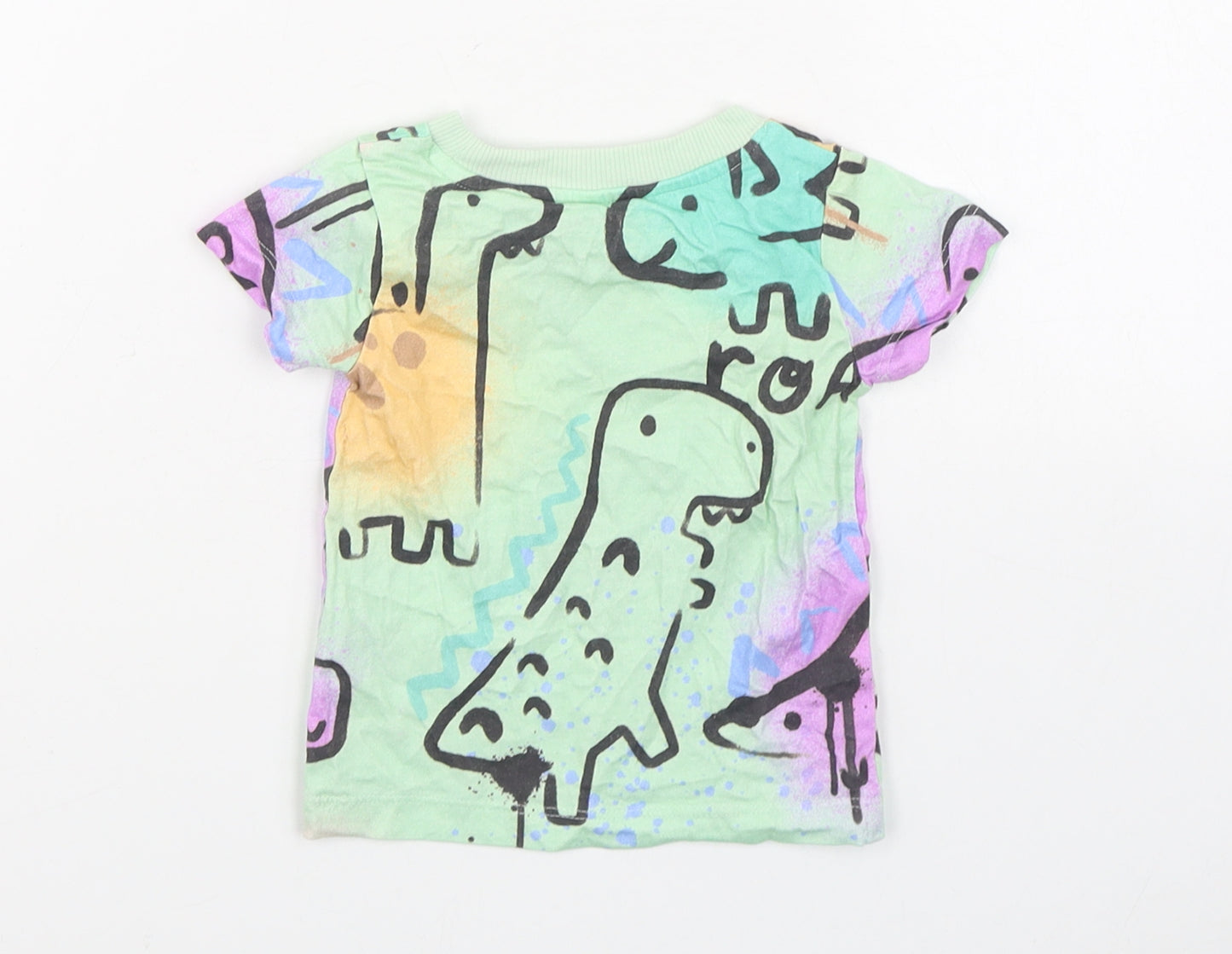 NEXT Boys Multicoloured Geometric 100% Cotton Basic T-Shirt Size 3-6 Months Round Neck Pullover