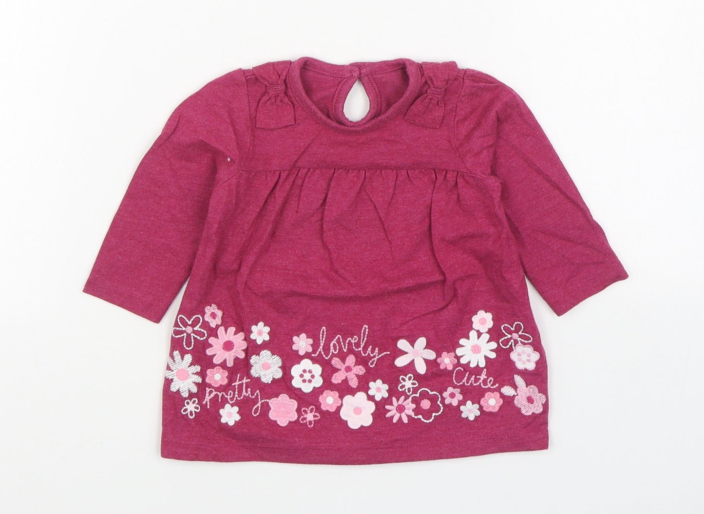 George Girls Pink  Cotton Basic T-Shirt Size 6-9 Months Round Neck Pullover