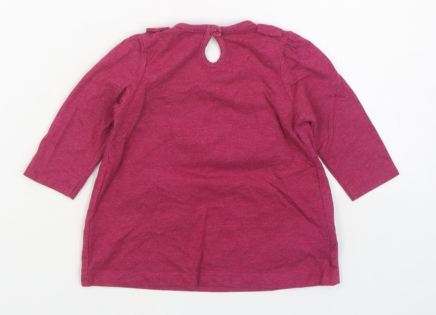 George Girls Pink  Cotton Basic T-Shirt Size 6-9 Months Round Neck Pullover