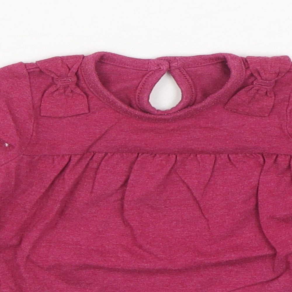 George Girls Pink  Cotton Basic T-Shirt Size 6-9 Months Round Neck Pullover