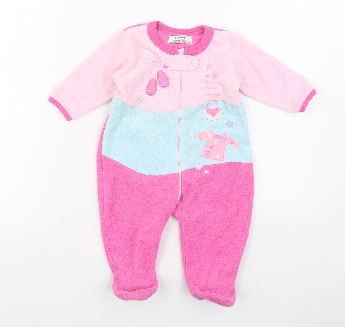 Early Days Girls Pink Solid Polyester  One Piece Size 6-9 Months  Zip