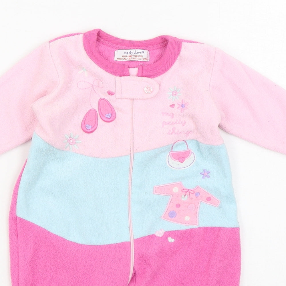 Early Days Girls Pink Solid Polyester  One Piece Size 6-9 Months  Zip
