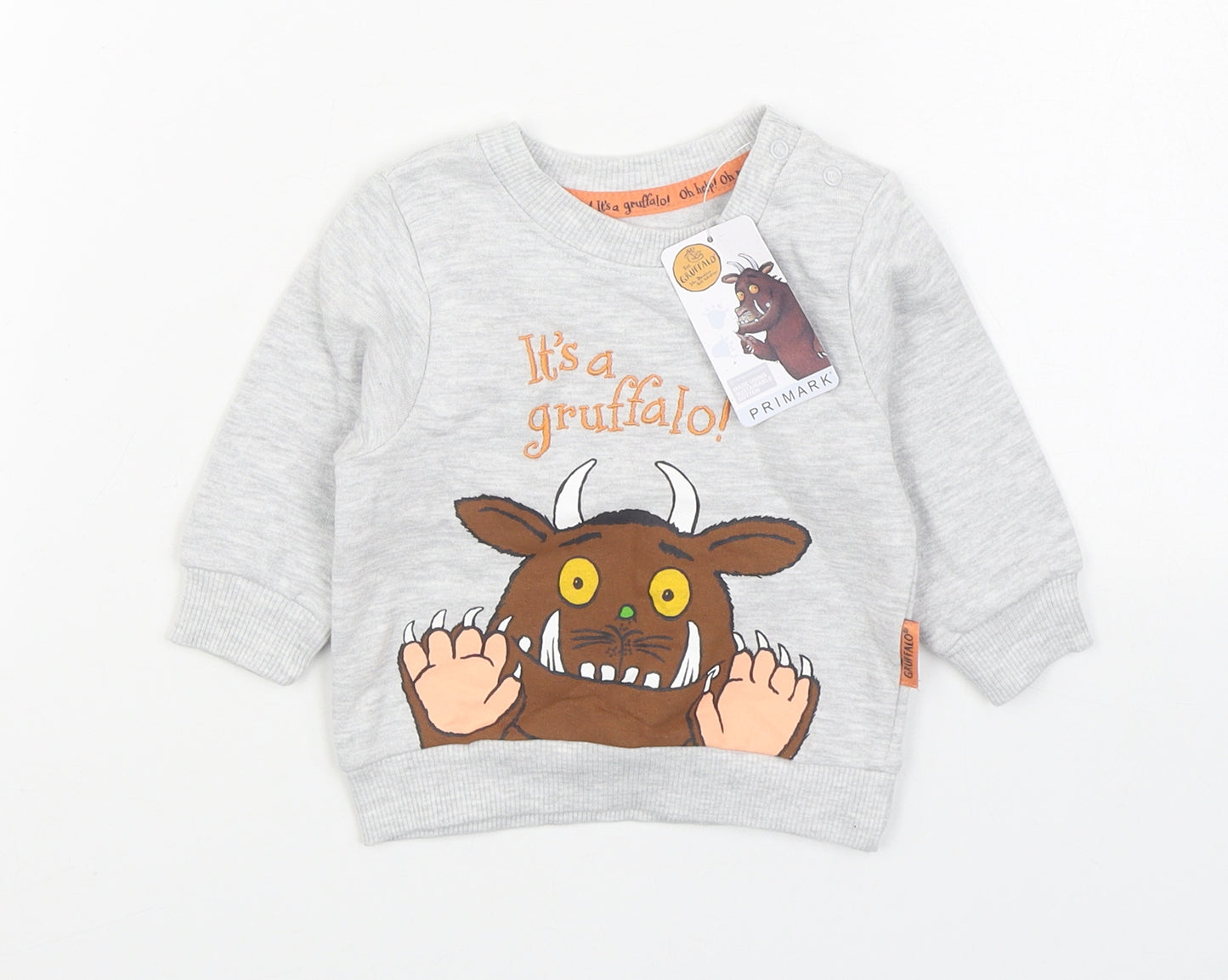 Primark Boys Grey  Cotton Pullover Jumper Size 3-6 Months  Pullover - The Gruffalo