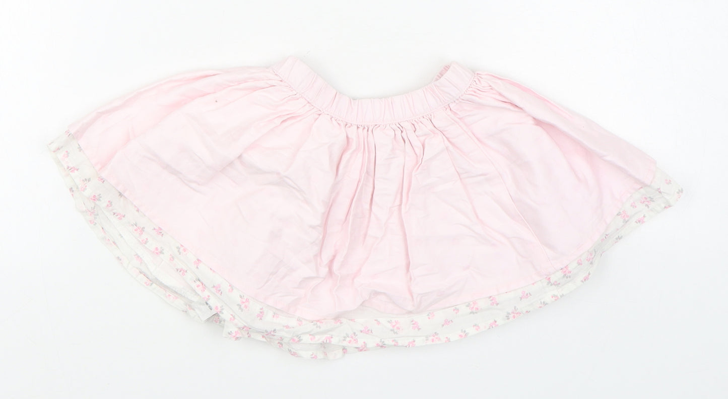 George Girls Pink Geometric 100% Cotton Pleated Skirt Size 6-9 Months