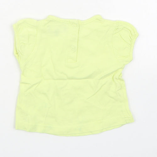 Tout Compte Fait Girls Yellow  100% Cotton Basic T-Shirt Size 6-9 Months Round Neck Pullover