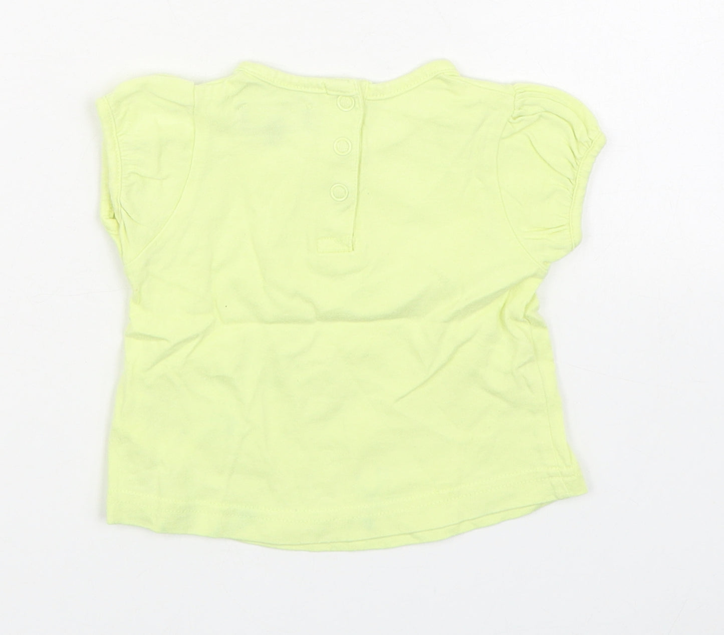 Tout Compte Fait Girls Yellow  100% Cotton Basic T-Shirt Size 6-9 Months Round Neck Pullover