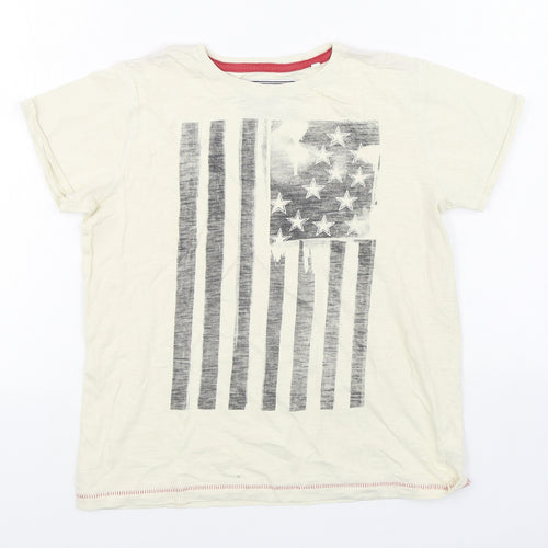 NEXT Boys Beige  100% Cotton Basic T-Shirt Size 9 Years Round Neck Pullover