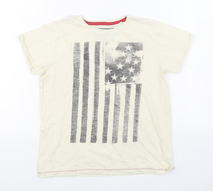 NEXT Boys Beige 100% Cotton Basic T-Shirt Size 9 Years Round Neck Pullover