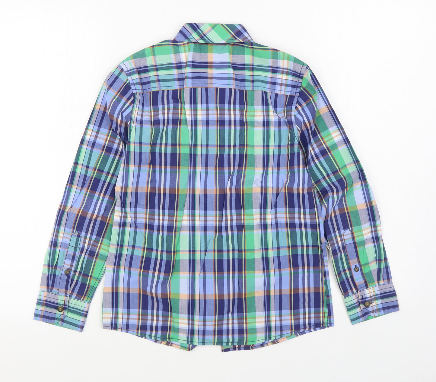 Marks and Spencer Boys Multicoloured Plaid 100% Cotton Basic Button-Up Size 9-10 Years Collared Button