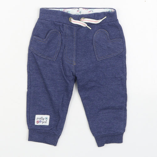 Heatons Boys Blue  Cotton Jogger Trousers Size 6-9 Months  Tie