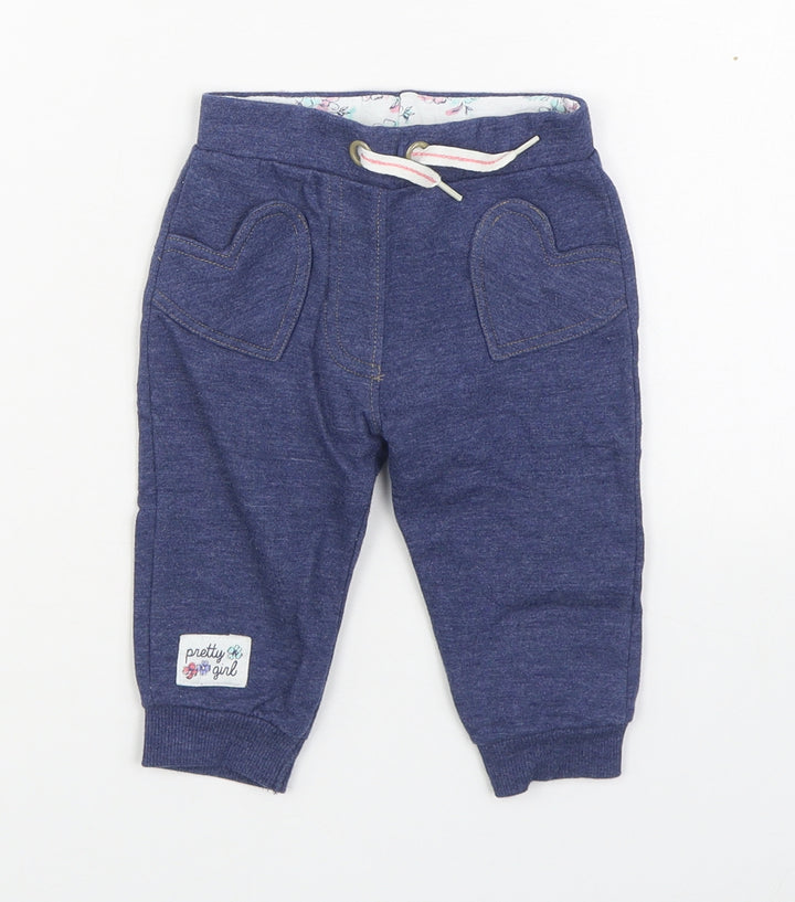 Heatons Boys Blue  Cotton Jogger Trousers Size 6-9 Months  Tie