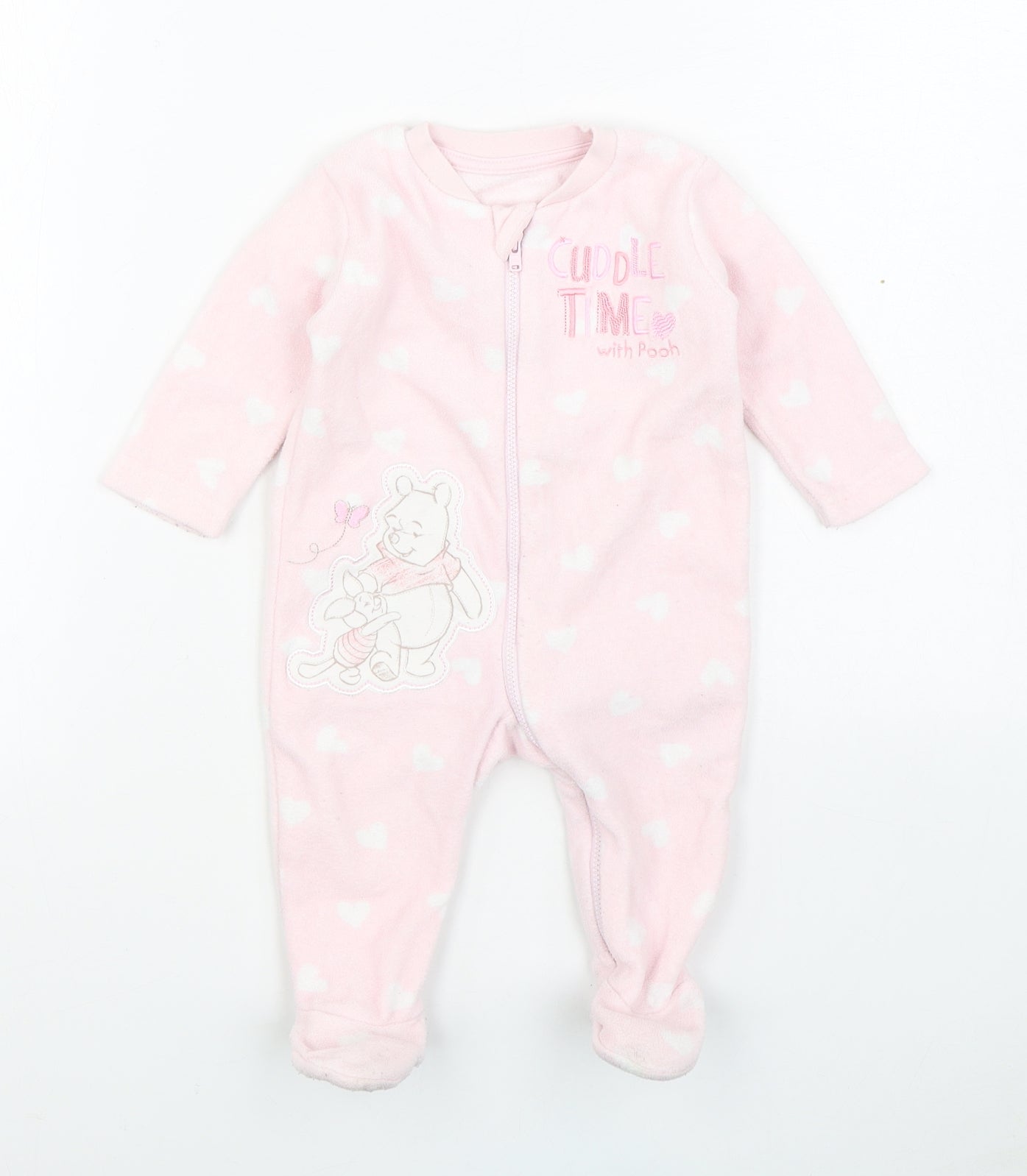 George Girls Pink Geometric Polyester  One Piece Size 3-6 Months  Zip - Winnie the Pooh