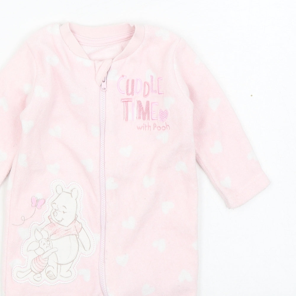 George Girls Pink Geometric Polyester  One Piece Size 3-6 Months  Zip - Winnie the Pooh