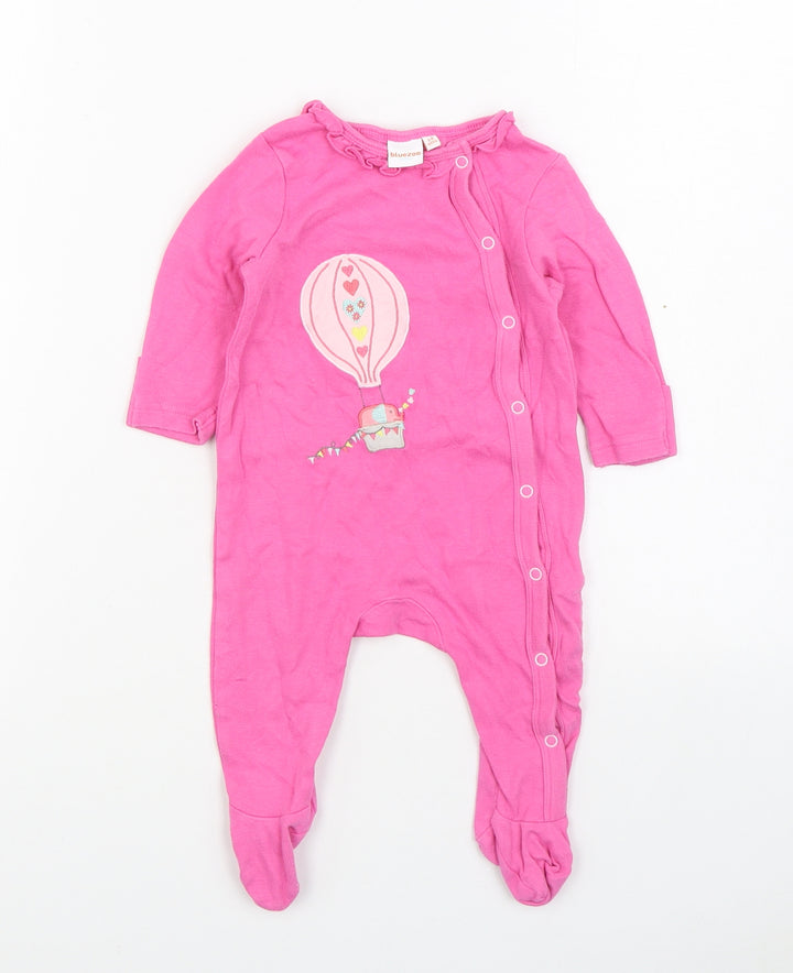 Blue Zoo Girls Pink Solid 100% Cotton One Piece Size 3-6 Months Button