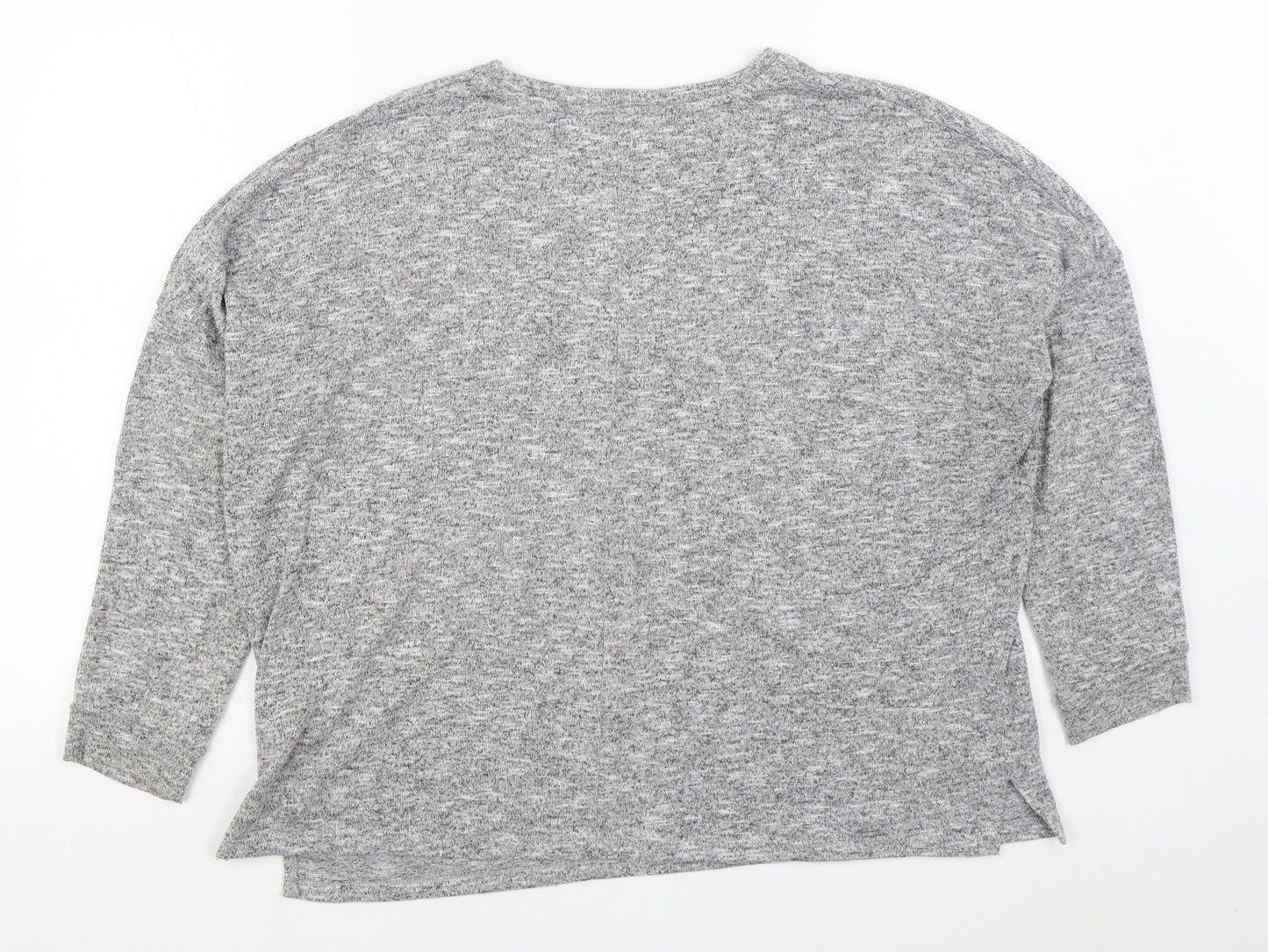 Dunnes Stores Womens Grey  Cotton Basic T-Shirt Size L Round Neck