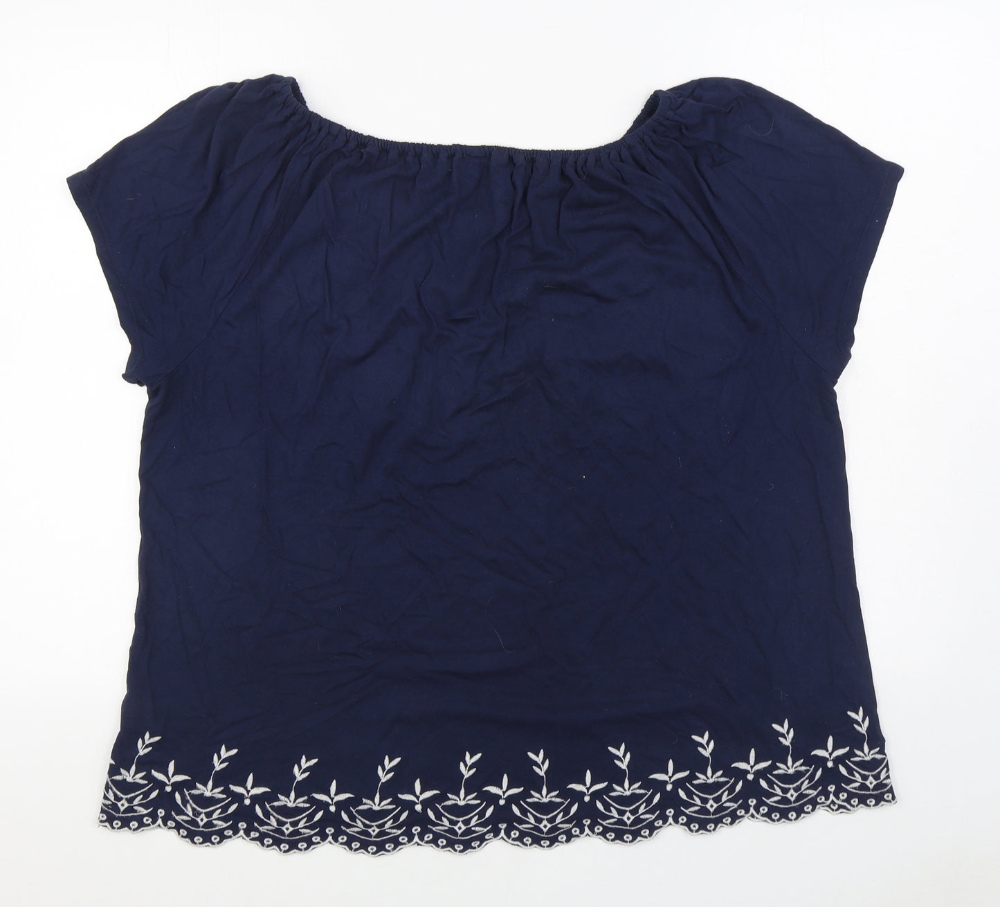 M&Co Womens Blue  Viscose Basic Blouse Size 18 Off the Shoulder