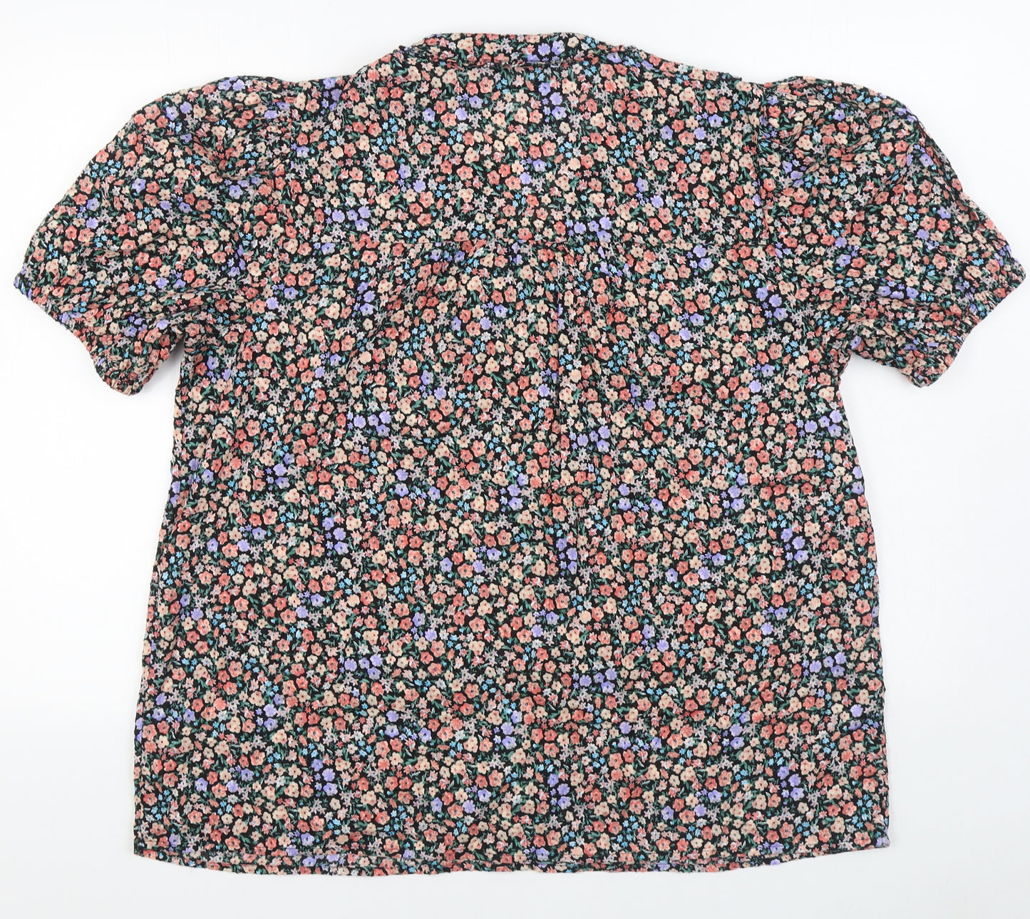 F&F Womens Multicoloured Floral 100% Cotton Basic Button-Up Size 20 V-Neck