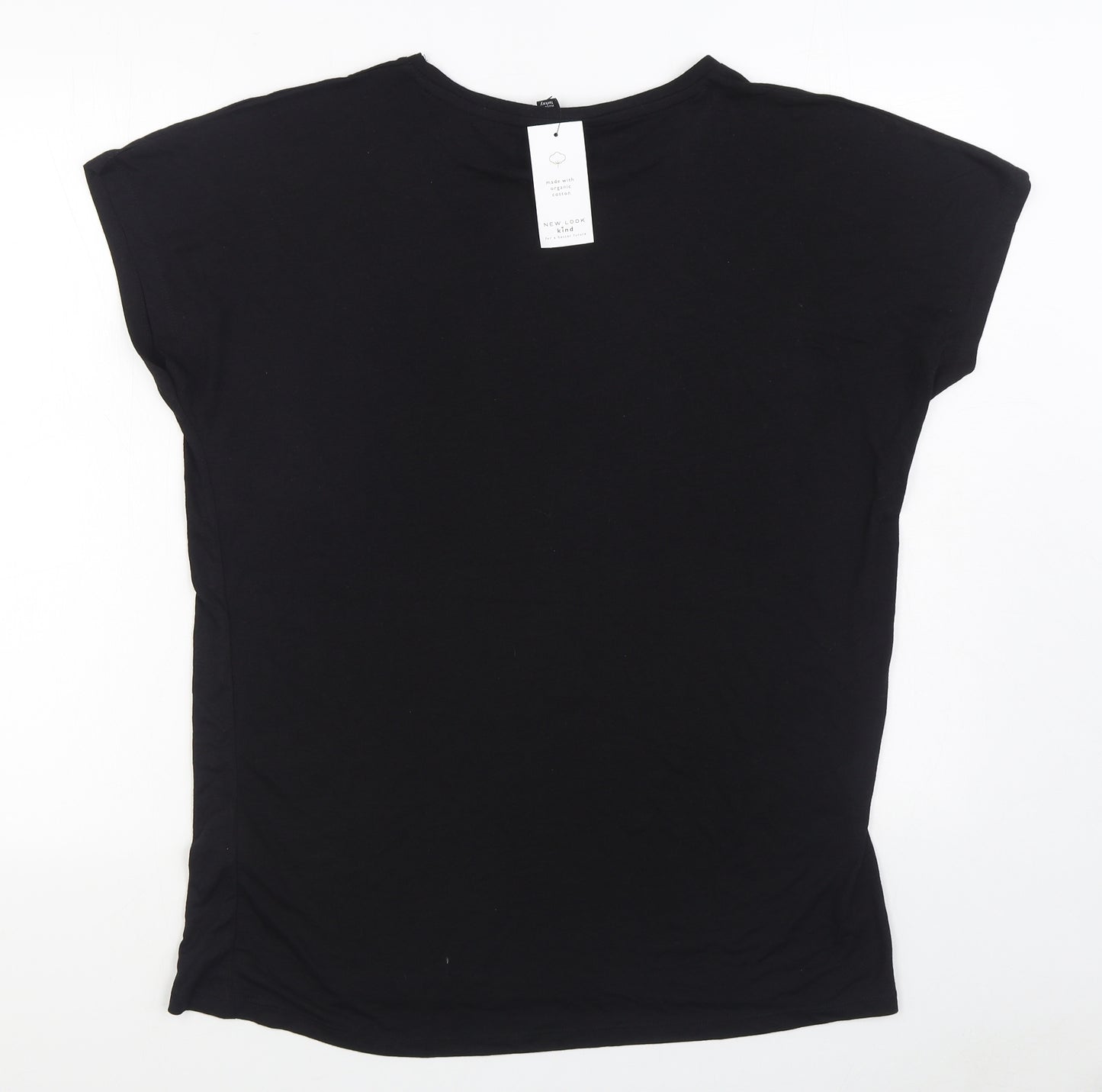 New Look Womens Black  Polyester Basic T-Shirt Size 14 Round Neck