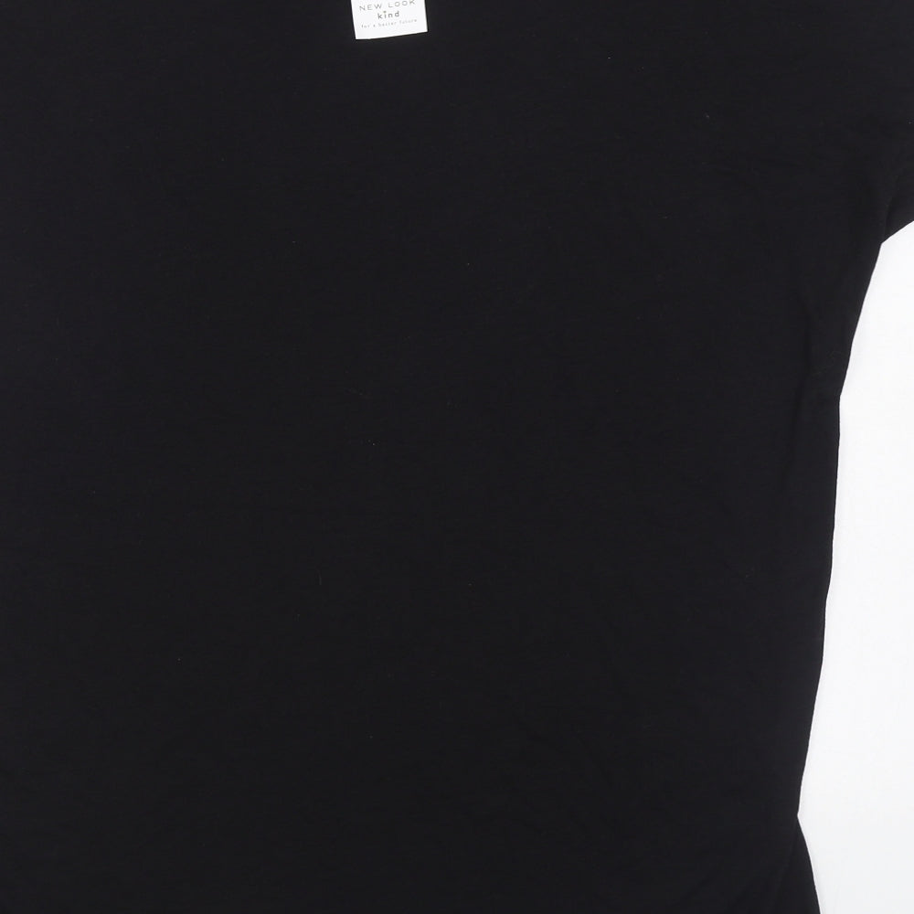 New Look Womens Black  Polyester Basic T-Shirt Size 14 Round Neck