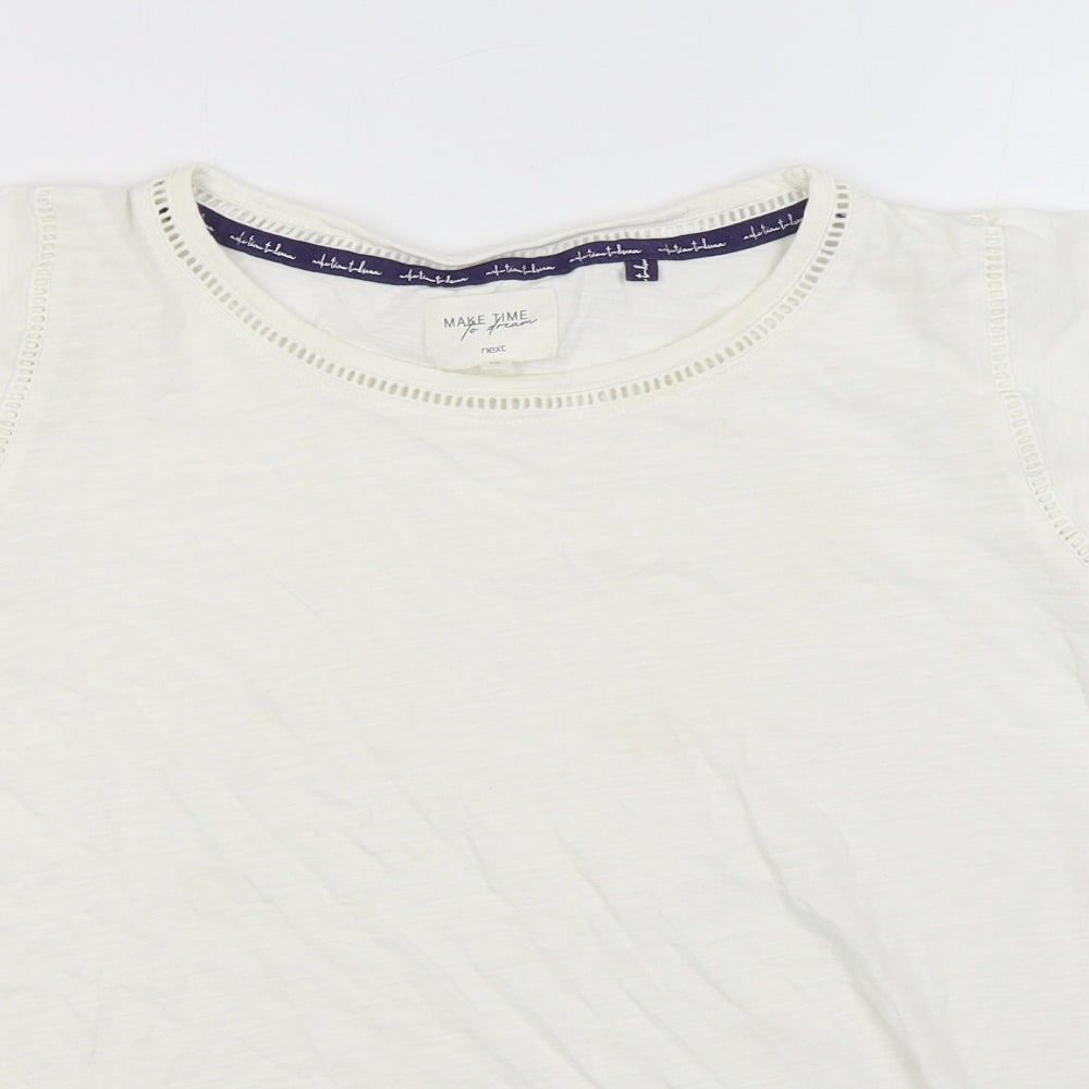 NEXT Womens White  100% Cotton Basic T-Shirt Size M Boat Neck