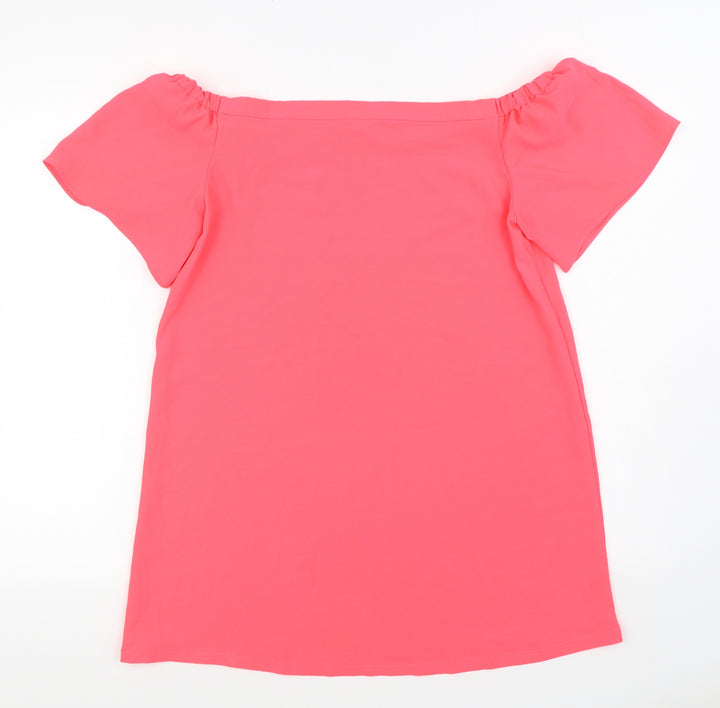 George Womens Pink  Polyester T-Shirt Dress  Size 12  Off the Shoulder Pullover