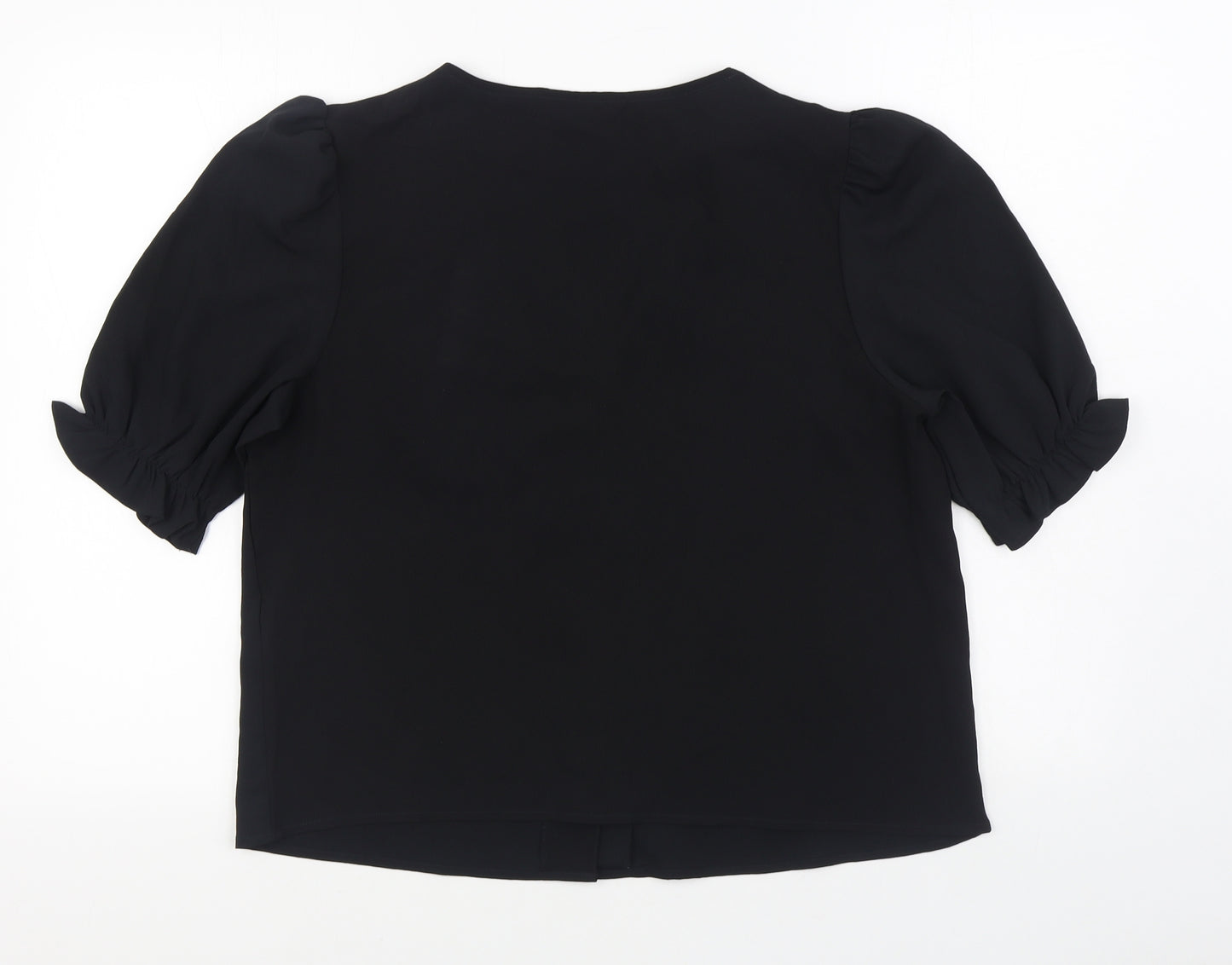 New Look Womens Black  Polyester Basic Blouse Size 14 V-Neck