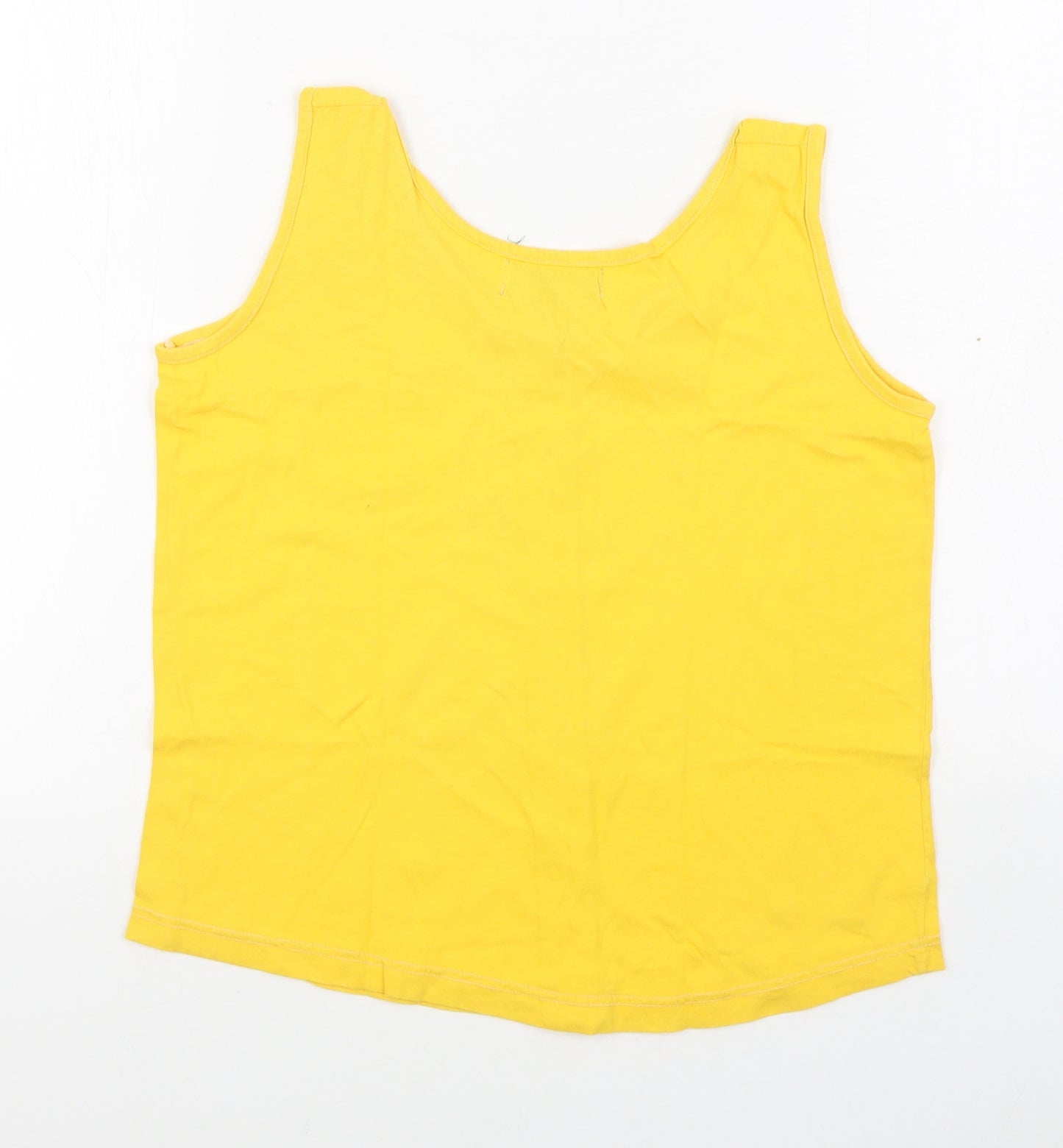 HANNAH Womens Yellow  100% Cotton Basic Tank Size S Scoop Neck
