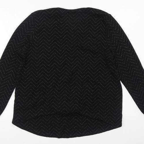 Quiz Womens Black  Nylon Basic Blouse Size 14 V-Neck