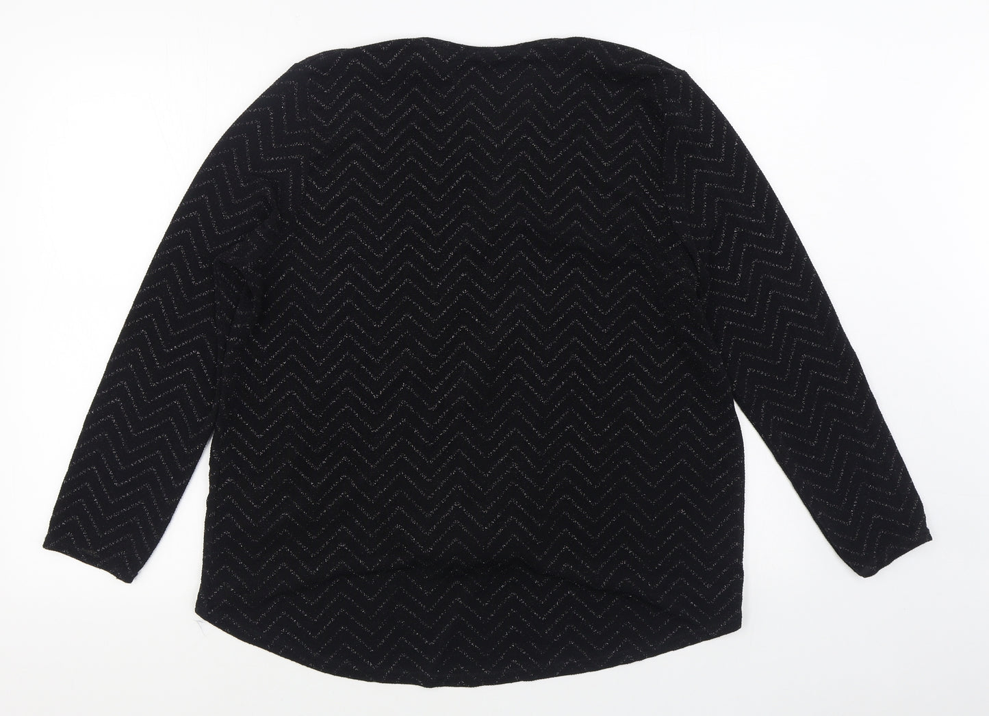 Quiz Womens Black  Nylon Basic Blouse Size 14 V-Neck