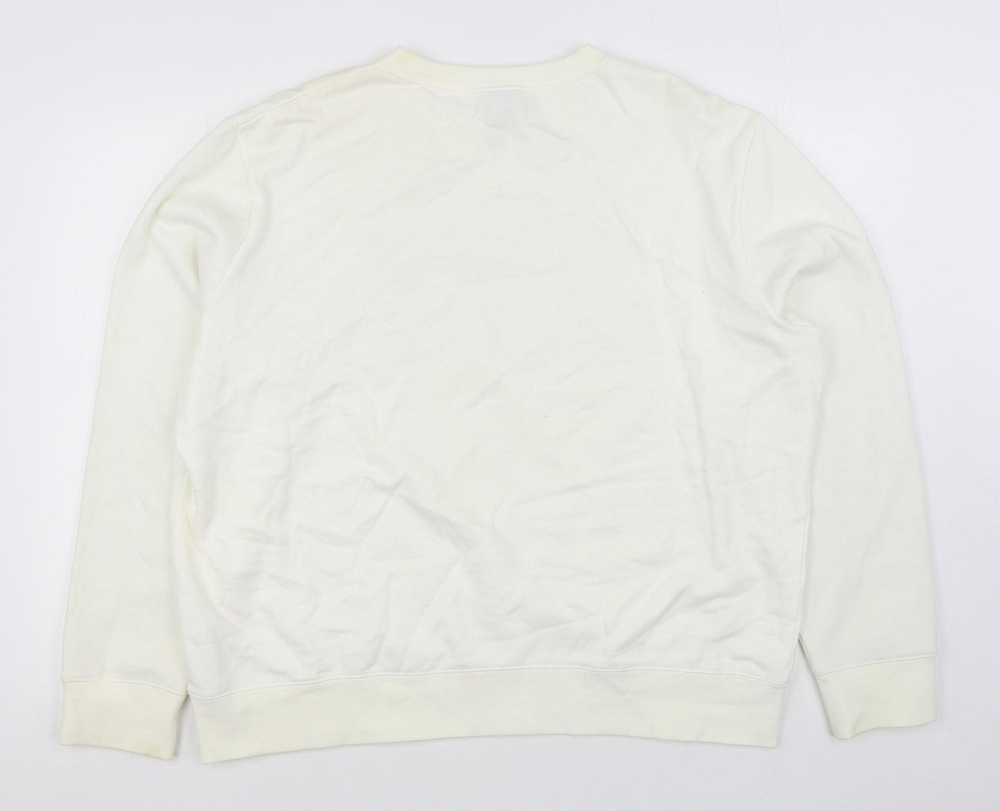 H&M Mens White  Cotton Pullover Sweatshirt Size XL