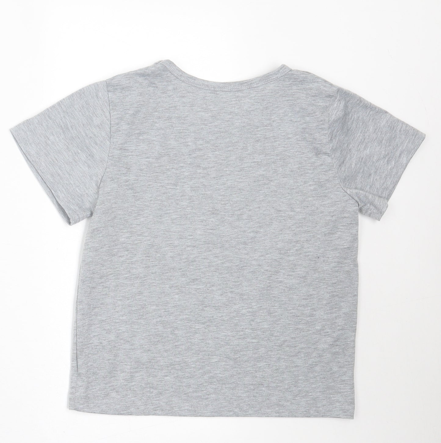 SheIn Girls Grey  Polyester Basic T-Shirt Size 9 Years Crew Neck Pullover