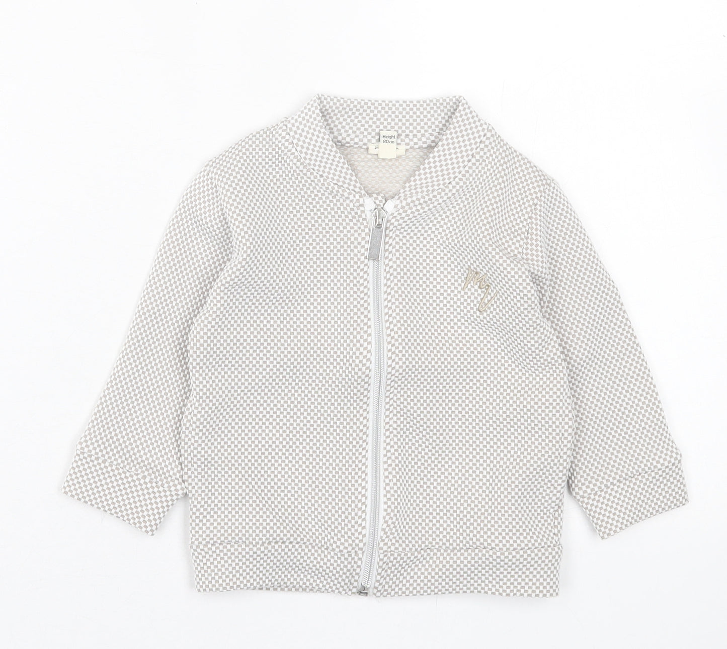 River Island Boys Grey Gingham Viscose Full Zip Jumper Size 9-12 Months  Zip