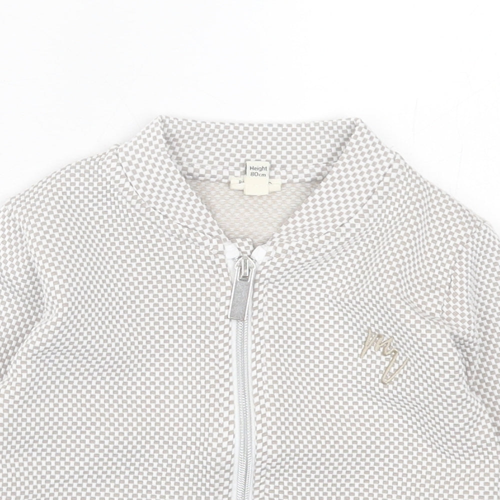 River Island Boys Grey Gingham Viscose Full Zip Jumper Size 9-12 Months  Zip