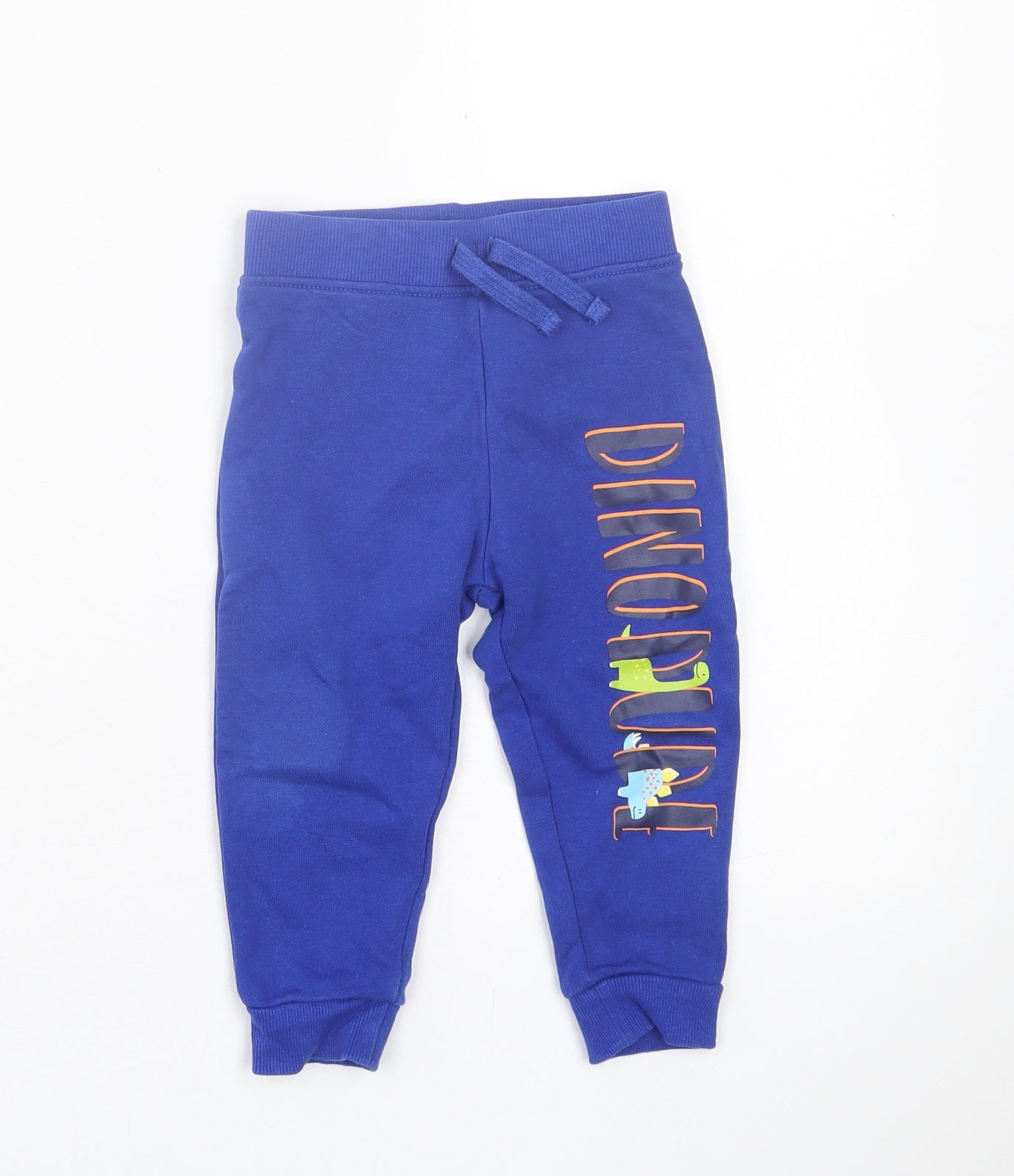 Dunnes Stores Boys Blue  Cotton Jogger Trousers Size 12-18 Months  Tie