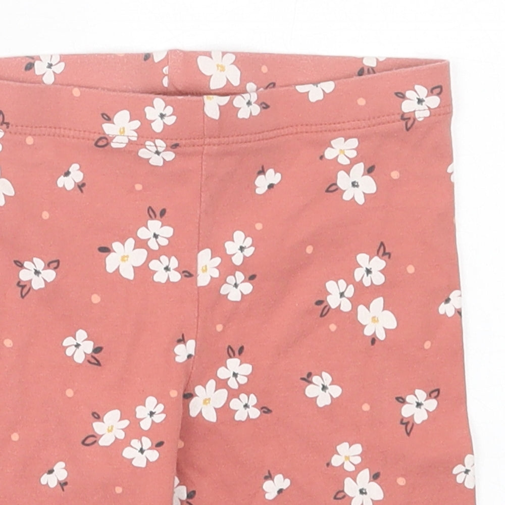 f7f Girls Pink Floral Cotton Biker Shorts Size 4-5 Years  Regular
