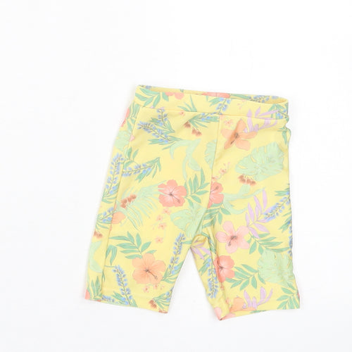 Primark Girls Yellow Floral Polyester Cropped Trousers Size 6-9 Months  Pullover