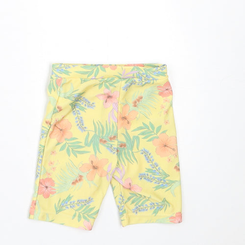Primark Girls Yellow Floral Polyester Cropped Trousers Size 6-9 Months  Pullover