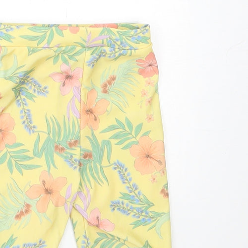 Primark Girls Yellow Floral Polyester Cropped Trousers Size 6-9 Months  Pullover