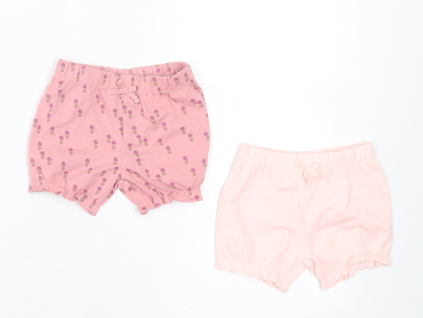 NEXT Girls Pink Floral Cotton Cropped Trousers Size Newborn  Pullover - Pack of 2