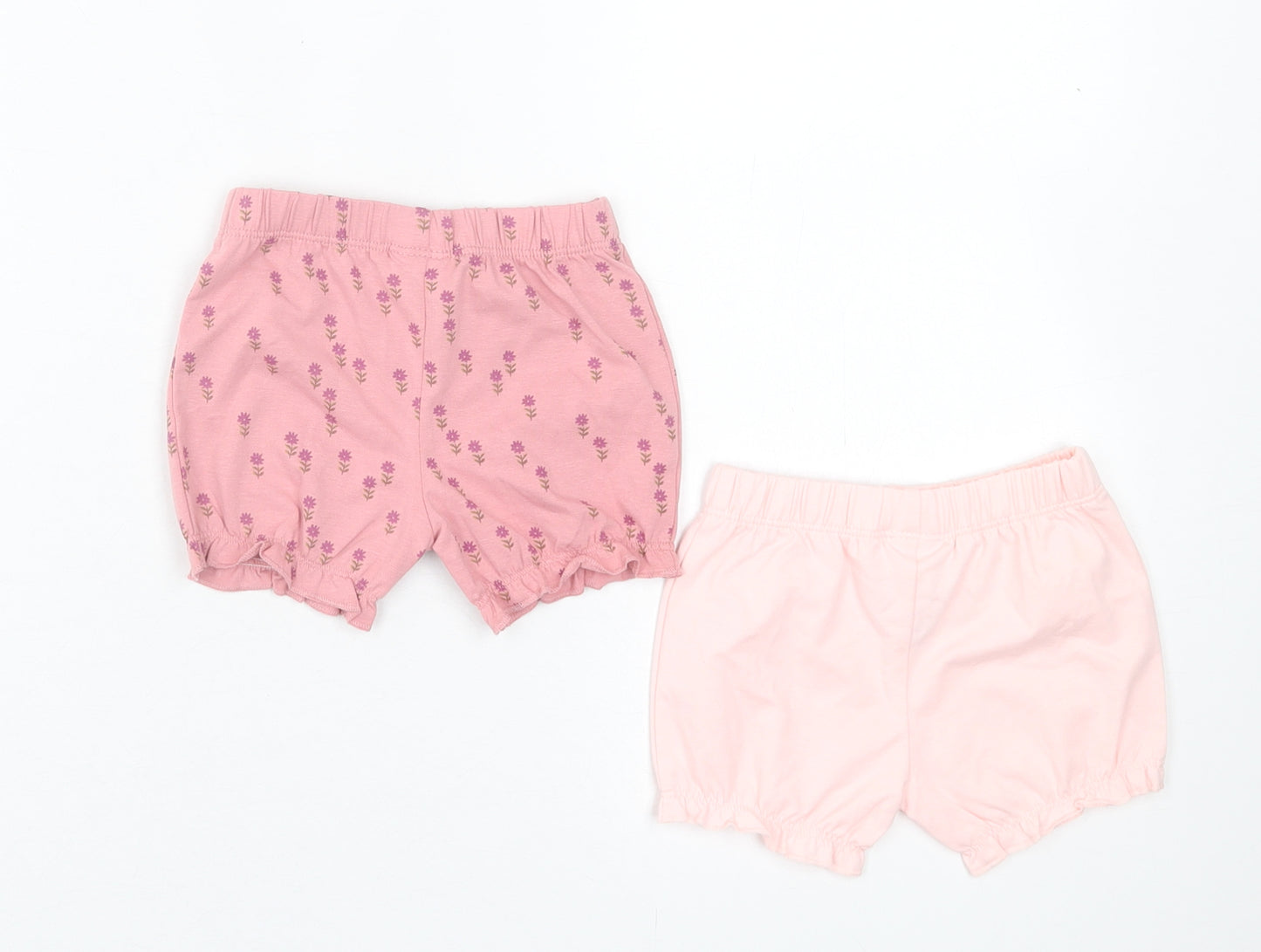 NEXT Girls Pink Floral Cotton Cropped Trousers Size Newborn  Pullover - Pack of 2