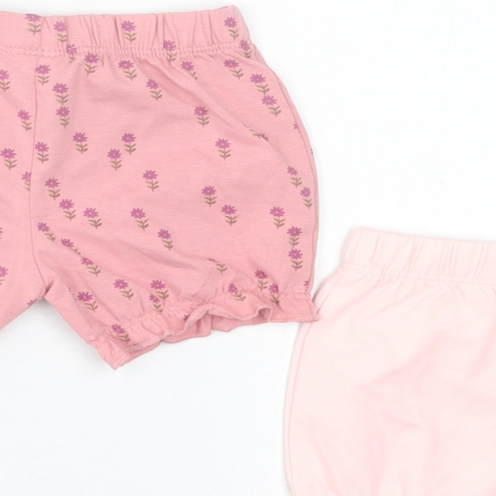 NEXT Girls Pink Floral Cotton Cropped Trousers Size Newborn  Pullover - Pack of 2