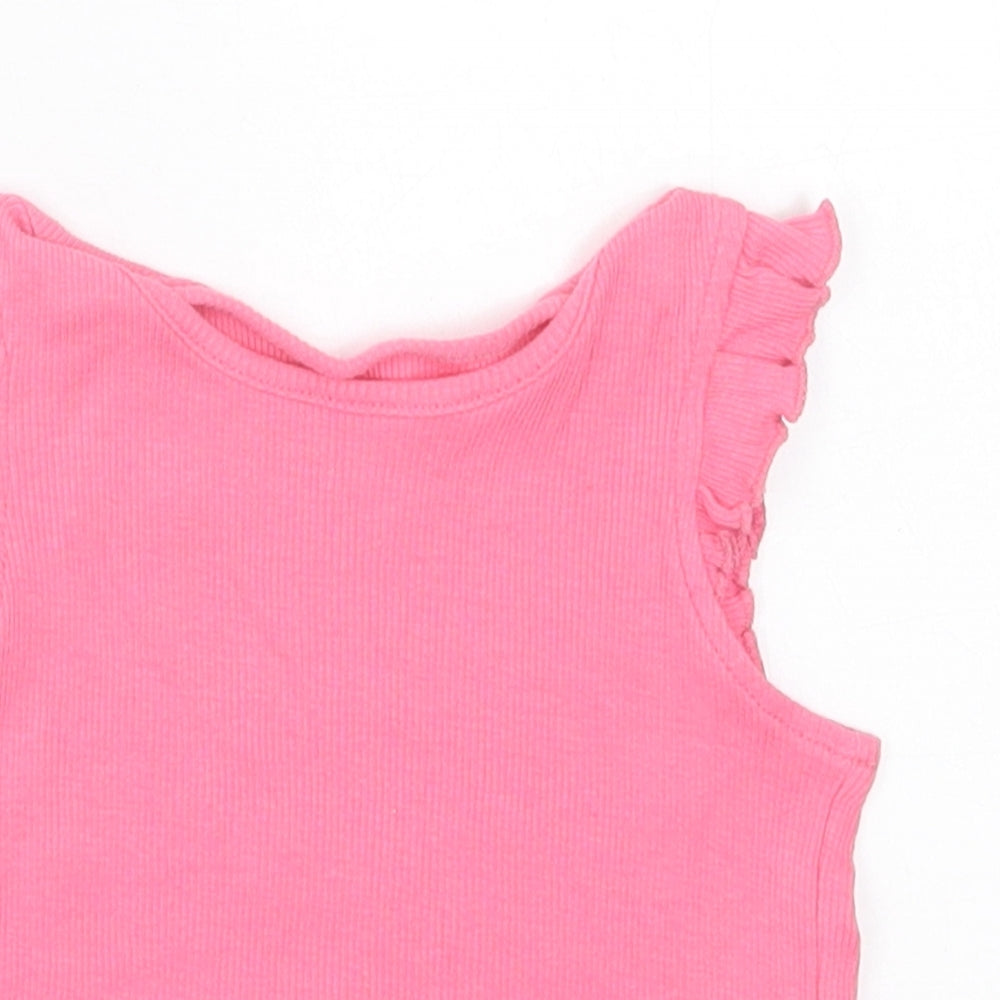 Primark Girls Pink  Cotton Basic T-Shirt Size 9-12 Months Crew Neck Pullover