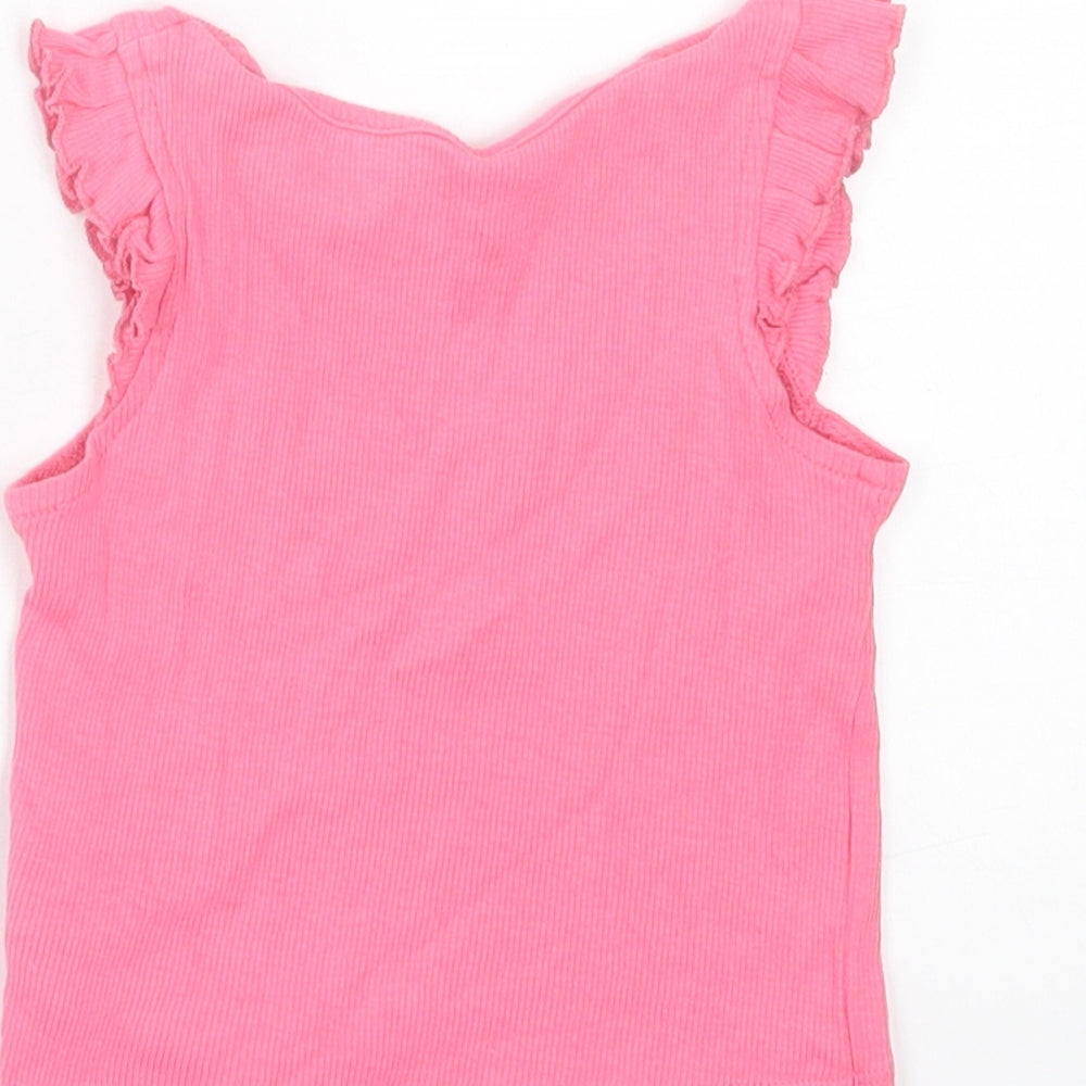 Primark Girls Pink  Cotton Basic T-Shirt Size 9-12 Months Crew Neck Pullover