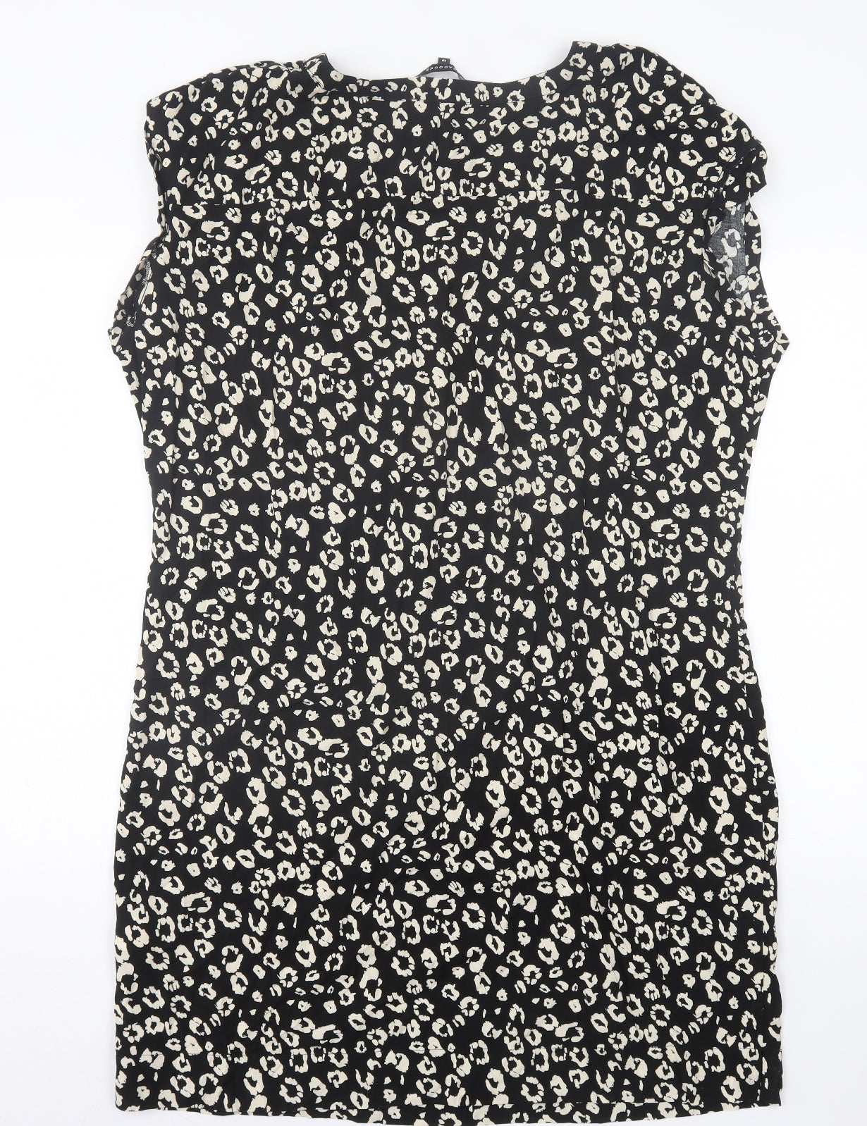 Peacocks Womens Black Animal Print Viscose A-Line  Size 18  Crew Neck Pullover