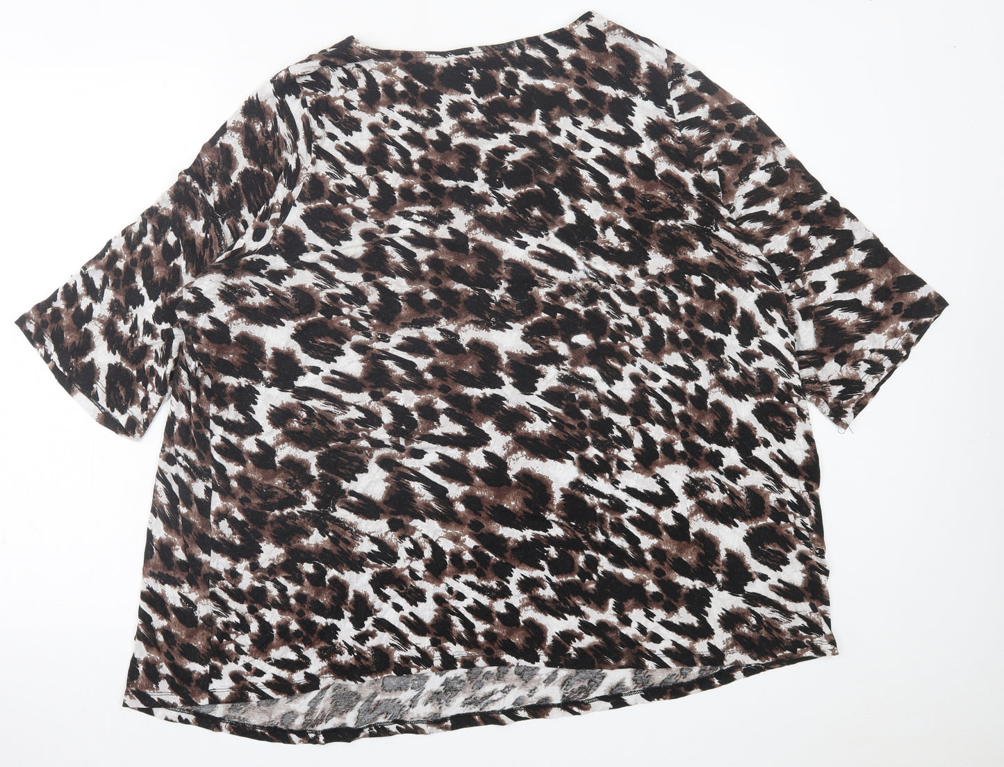 George Womens Brown Animal Print Viscose Basic T-Shirt Size 28 Crew Neck